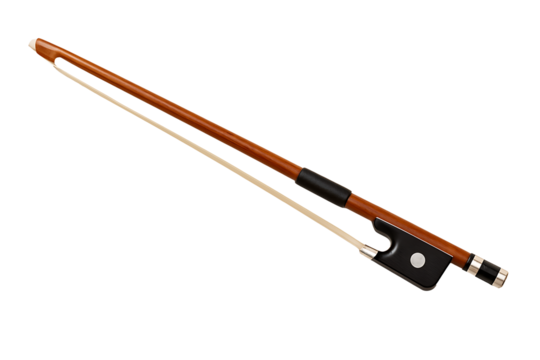 Classic wooden violin bow isolated on white background musical instrument accessory for string performance representing classical art culture and professional musician craft concept