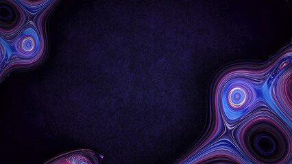 Deep Purple Dark Background with Abstract Hypnotic Swirls and Psychedelic Fluid Art Forms for Digital Technology and Futuristic Banner Design