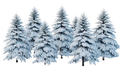 Snowy pine trees isolated on transparent background isolated on transparent background