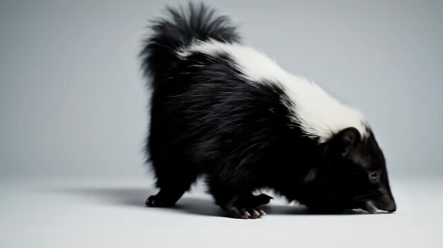 A Curious Skunk Explores Its Surroundings on a Clean Studio Background