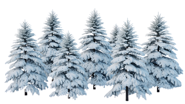 Snowy pine trees isolated on transparent background isolated on transparent background - Powered by Adobe