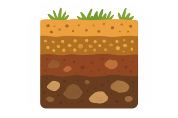Soil layers cross section showing different ground profiles for geology, agriculture, and science education