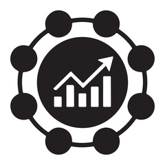 Streamlined business process flow optimization icon with gears and arrows silhouette