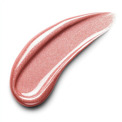 Fototapeta premium Glossy pink lip gloss swatch with pearl shimmer texture and shine