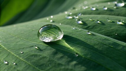 Botanical Macro with Reflective Water Droplet