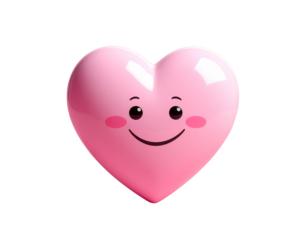 Smiling heart on pink. A cute heart with a joyful smile on a charming pink background