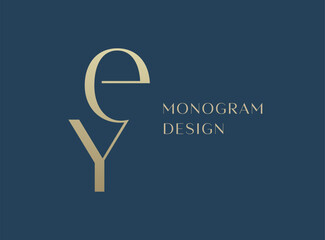 YE or EY letter logo icon design. Classic style luxury initials monogram.