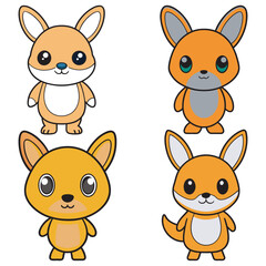 Fototapeta premium Set cartoon kangroo art and illustrator eps 10