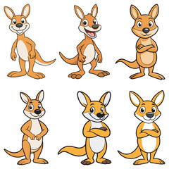 Fototapeta premium Set cartoon kangroo art and illustrator eps 10