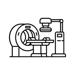 Medical imaging equipment illustration featuring a ct or mri scanner for diagnostic purposes