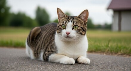 Fototapeta premium cat on the grass