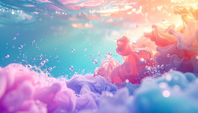 Underwater Dreamscape - A Symphony of Colors and Bubbles.