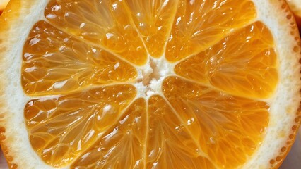 Macro Top-View Orange Slice with Bright Natural Lighting