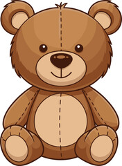 Cute brown teddy bear illustration, adorable plush toy character, soft cartoon stuffed animal design, children’s nursery art, playful toy graphic drawing