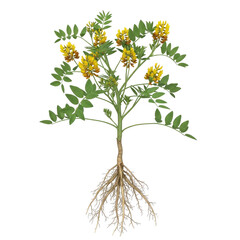 Huang Qi Astragalus membranaceus plant with roots and flowers