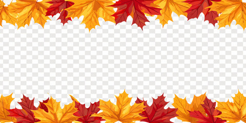 Autumn maple leaves frame with transparent background for design element