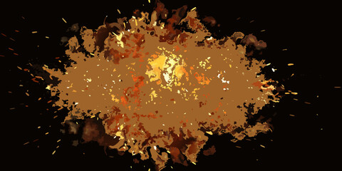 Abstract explosion of golden and brown hues on a black background