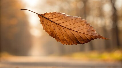 Realistic Dried Brown Leaf on Soft Warm Background