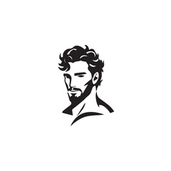 Black Vector Illustration of a Handsome Man in Clean Minimal Line Art Style on White Background