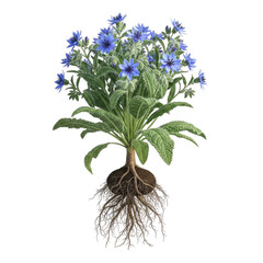 Borage Borago officinalis plant with blue star flowers