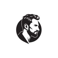 Black Vector Illustration of a Handsome Man in Clean Minimal Line Art Style on White Background