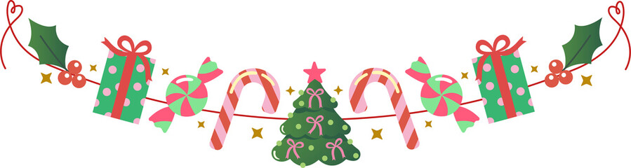 illustration of a christmas tree, Merry Christmas with hanging decoration concept.