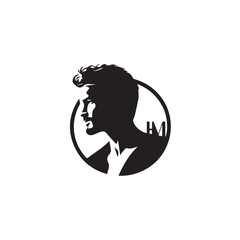 Black Vector Illustration of a Handsome Man in Clean Minimal Line Art Style on White Background