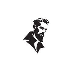 Black Vector Illustration of a Handsome Man in Clean Minimal Line Art Style on White Background