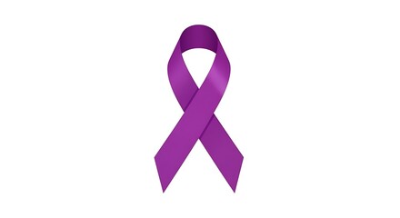 World cancer day purple ribbon isolated on white background, symbol of pancreatic cancer awareness background