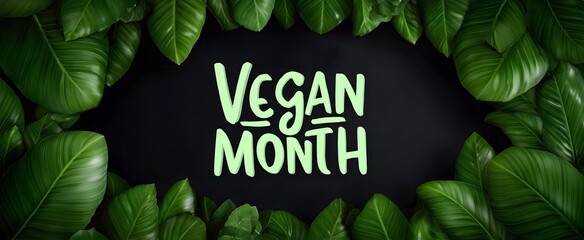 the world vegan month message shown on a green leafy backdrop