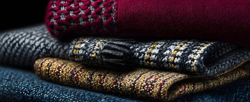 An array of textured fabrics evokes cozy comfort and heartfelt warmth.