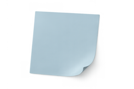 Blue sticky note blank paper memo with curled corner on transparent background for message or reminder - Powered by Adobe