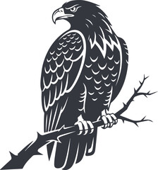 Majestic Eagle Perched on a Thorny Branch.