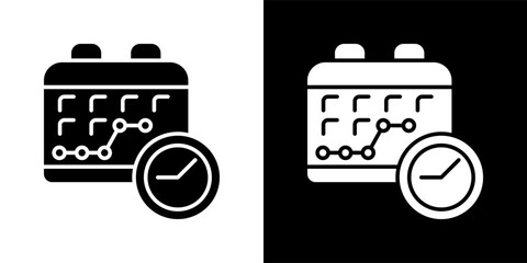 timeline icon set in black and white solid vector illustration