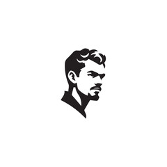 Black Vector Illustration of a Handsome Man in Clean Minimal Line Art Style on White Background