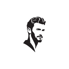 Black Vector Illustration of a Handsome Man in Clean Minimal Line Art Style on White Background