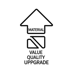 Value quality upgrade icon showing material flow isolated on