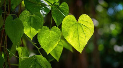 kava. Pacific islands kava pepper plant with heart-shaped leaves under tropical sunlight. gardening catalogs, home-decor guides, designed for home decor and floral branding.