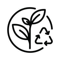 Plant with recycle symbol, representing sustainability, isolated on