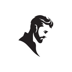 Black Vector Illustration of a Handsome Man in Clean Minimal Line Art Style on White Background