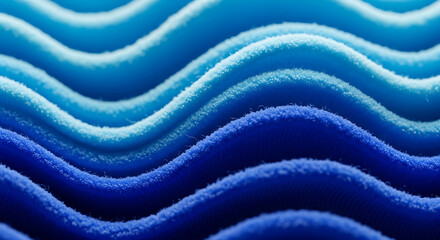 Abstract background of blue wavy fabric texture and pattern