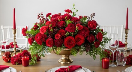 Vibrant red, green, and gold baubles with glitter textures, holiday decoration close-up, sparkling Christmas celebration, festive seasonal ornaments.
