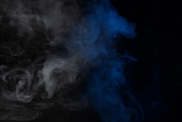 White steam on a black background.