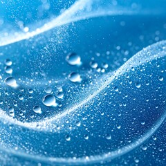 Close-up of flowing blue abstract with water droplets on the surface