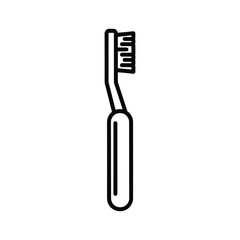 Toothbrush icon isolated on, a simple line drawing of a personal hygiene tool