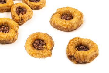 Tasty baklava isolated on white background.