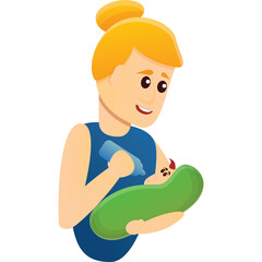 Mother Wearing A Blue Sleeveless Top Feeding Her Baby With A Bottle In A Loving Manner On A White Background