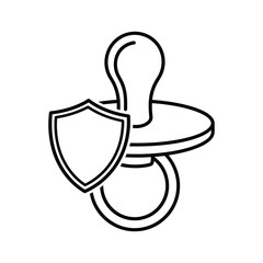 Illustration of a pacifier with shield isolated on, a symbol of baby care and protection