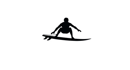 Dynamic silhouette of surfer riding wave, embodying freedom and adventure on the water, perfect for summer promotions or active lifestyle campaigns