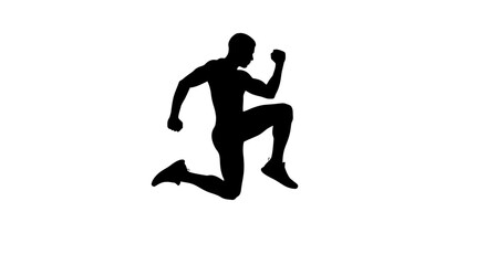 Dynamic silhouette of athlete jumping powerfully, embodying strength and agility for fitness campaigns or sports branding, perfect for motivational designs